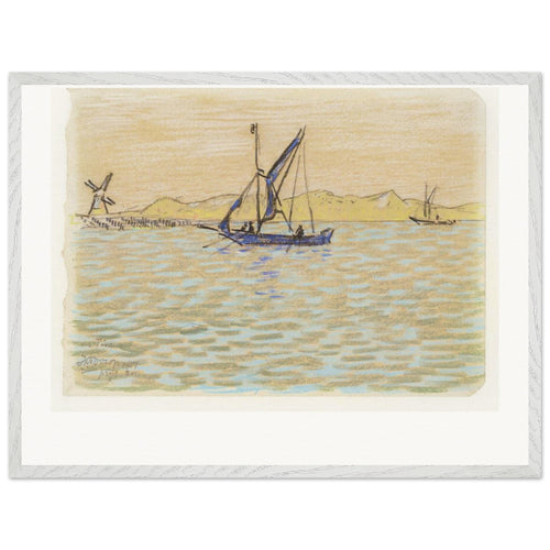 Sailing boats off the coast of Domburg (1907) by Jan Toorop. Archival Print on Museum Quality Matte Paper. Premium Wood Framed Wall Art. Original Aspect Ratio
