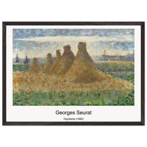 Haystacks (1882) by Georges Seurat. Archival Print on Museum Quality Matte Paper. Premium Wood Framed Wall Art. Original Aspect Ratio