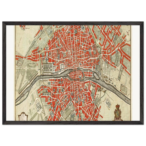 Plattegrond van Parijs (1721-1774) by Guillaume Delisle. Archival Print on Museum Quality Matte Paper. Premium Wood Framed Wall Art. Optimised Aspect Ratio.