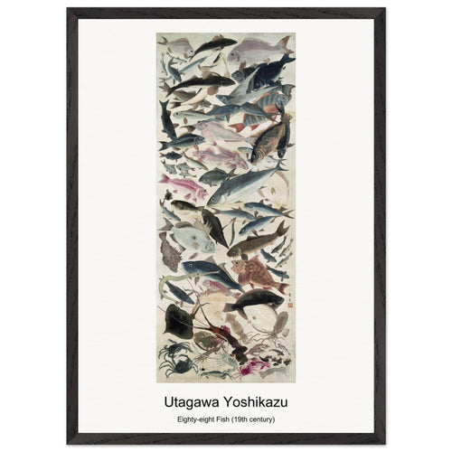 Eighty-eight Fish (19th century) by Utagawa Yoshikazu. Archival Print on Museum Quality Matte Paper. Premium Wood Framed Wall Art. Original Aspect Ratio