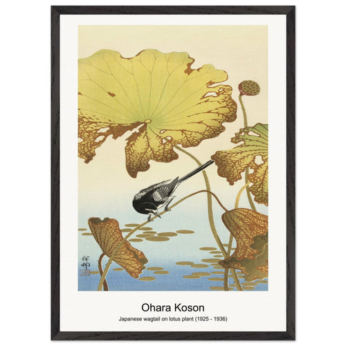 Great tit on branch with pink flowers (1900 - 1930) by Ohara Koson. Archival Print on Museum Quality Matte Paper. Premium Wood Framed Wall Art. Optimised Aspect Ratio.