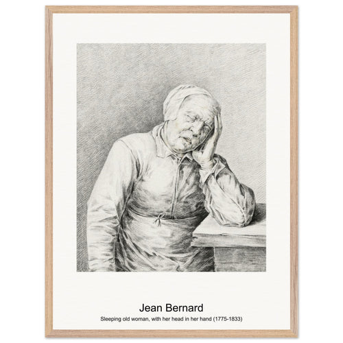 Sleeping old woman, with her head in her hand (1775-1833) by Jean Bernard. Archival Print on Museum Quality Matte Paper. Premium Wood Framed Wall Art. Original Aspect Ratio