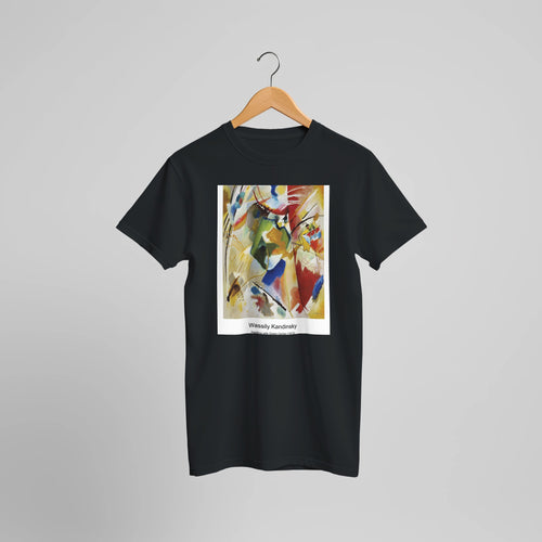 Improvisation No. 30 (1913) by Wassily Kandinsky. Custom Print on a 100% Airlume Combed and Ring-Spun Cotton Unisex Crewneck T-shirt Optimised Aspect Ratio.