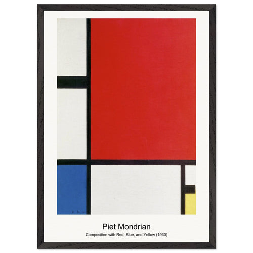 Composition with Red, Blue, and Yellow (1930) by Piet Mondrian. Archival Print on Museum Quality Matte Paper. Premium Wood Framed Wall Art. Optimised Aspect Ratio.
