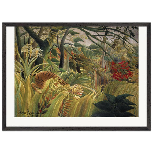 Tiger in a Tropical Storm (1891) by Henri Rousseau. Archival Print on Museum Quality Matte Paper. Premium Wood Framed Wall Art. Original Aspect Ratio