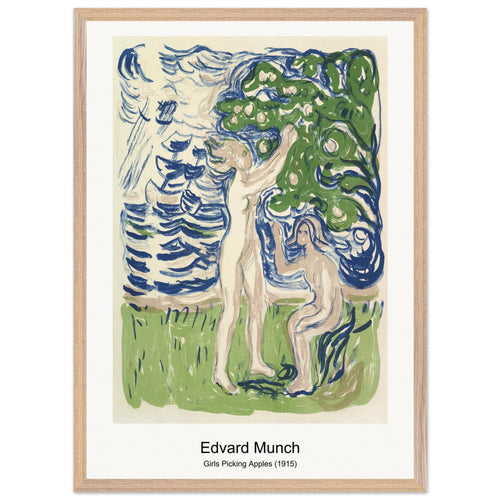 Girls Picking Apples (1915) by Edvard Munch. Archival Print on Museum Quality Matte Paper. Premium Wood Framed Wall Art. Optimised Aspect Ratio.