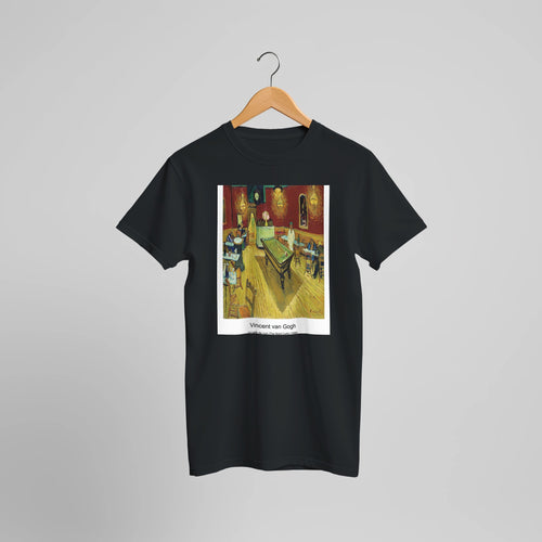 Houses and Figure (1890) by Vincent van Gogh. Custom Print on a 100% Airlume Combed and Ring-Spun Cotton Unisex Crewneck T-shirt Optimised Aspect Ratio.