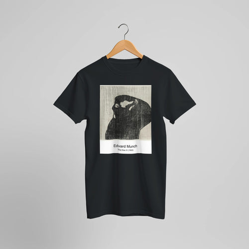 The Kiss IV (1902) by Edvard Munch. Custom Print on a 100% Airlume Combed and Ring-Spun Cotton Unisex Crewneck T-shirt Optimised Aspect Ratio.