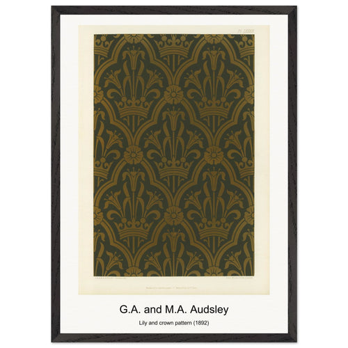 Lily and crown pattern (1892) by G. A. and M. A. Audsley. Archival Print on Museum Quality Matte Paper. Premium Wood Framed Wall Art. Optimised Aspect Ratio.