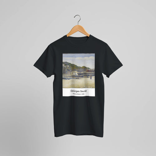 Port-en-Bessin (1888) by Georges Seurat. Custom Print on a 100% Airlume Combed and Ring-Spun Cotton Unisex Crewneck T-shirt Optimised Aspect Ratio.