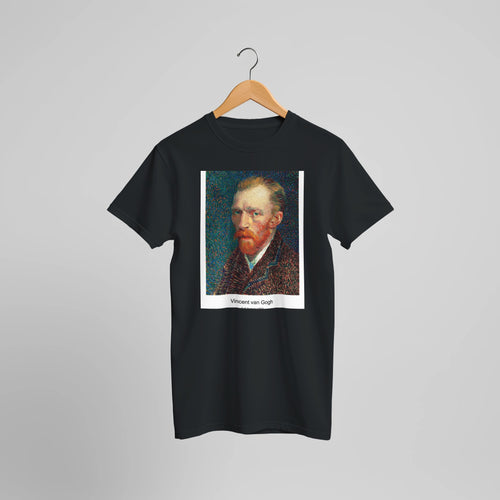 Self-Portrait (1887) by Vincent van Gogh. Custom Print on a 100% Airlume Combed and Ring-Spun Cotton Unisex Crewneck T-shirt Optimised Aspect Ratio.
