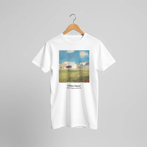 Poppies and Daisies (ca. 1099-1910) by Odilon Redon. Custom Print on a 100% Airlume Combed and Ring-Spun Cotton Unisex Crewneck T-shirt Original Aspect Ratio