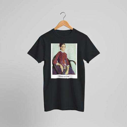 Head of a skeleton with a burning cigarette (1886) by Vincent van Gogh. Custom Print on a 100% Airlume Combed and Ring-Spun Cotton Unisex Crewneck T-shirt Optimised Aspect Ratio.