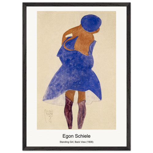 Standing Girl, Back View (1908) by Egon Schiele. Archival Print on Museum Quality Matte Paper. Premium Wood Framed Wall Art. Original Aspect Ratio