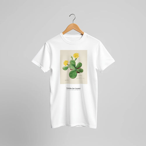 Eastern Prickly Pear cactus (1893-1905) by Familie Der Cacteen. Custom Print on a 100% Airlume Combed and Ring-Spun Cotton Unisex Crewneck T-shirt Original Aspect Ratio