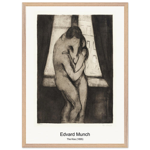 The Kiss (1895) by Edvard Munch. Archival Print on Museum Quality Matte Paper. Premium Wood Framed Wall Art. Optimised Aspect Ratio.