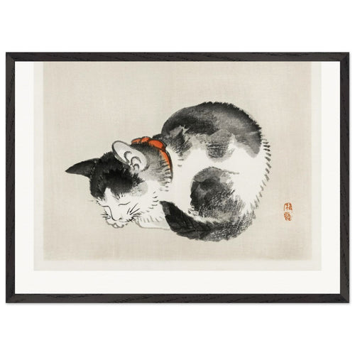 Sleeping cat (1913) by Kōno Bairei. Archival Print on Museum Quality Matte Paper. Premium Wood Framed Wall Art. Original Aspect Ratio