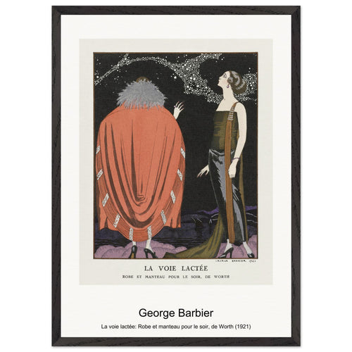 La voie lactée: Robe et manteau pour le soir, de Worth (1921) by George Barbier. Archival Print on Museum Quality Matte Paper. Premium Wood Framed Wall Art. Original Aspect Ratio