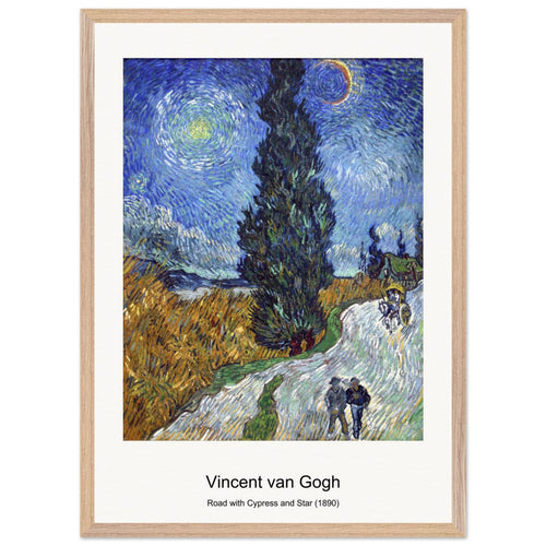 Road with Cypress and Star (1890) by Vincent van Gogh. Archival Print on Museum Quality Matte Paper. Premium Wood Framed Wall Art. Original Aspect Ratio