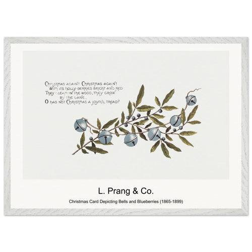 Christmas Card Depicting Bells and Blueberries (1865-1899) by L. Prang & Co. . Archival Print on Museum Quality Matte Paper. Premium Wood Framed Wall Art. Original Aspect Ratio