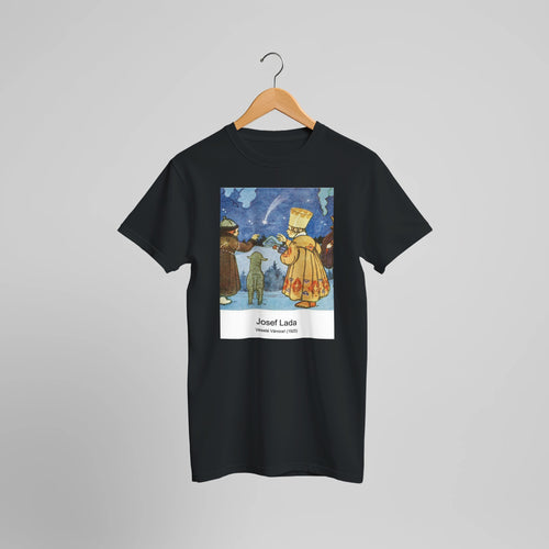 Veselé Vánoce! (1925) by Josef Lada. Custom Print on a 100% Airlume Combed and Ring-Spun Cotton Unisex Crewneck T-shirt Optimised Aspect Ratio.