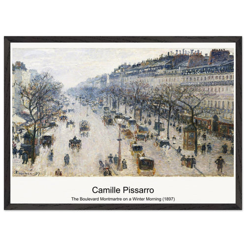 The Boulevard Montmartre on a Winter Morning (1897) by Camille Pissarro. Archival Print on Museum Quality Matte Paper. Premium Wood Framed Wall Art. Optimised Aspect Ratio.