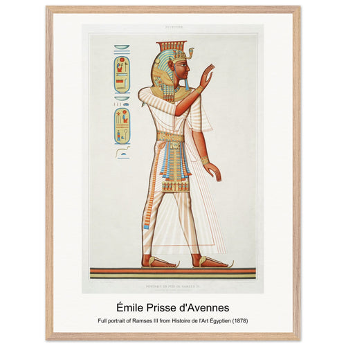 Full portrait of Ramses III from Histoire de l'Art Égyptien (1878) by Émile Prisse d'Avennes. Archival Print on Museum Quality Matte Paper. Premium Wood Framed Wall Art. Original Aspect Ratio