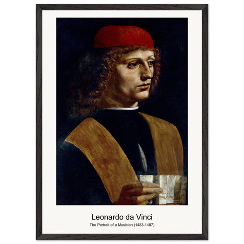 The Portrait of a Musician (1483-1487) by Leonardo da Vinci. Archival Print on Museum Quality Matte Paper. Premium Wood Framed Wall Art. Original Aspect Ratio
