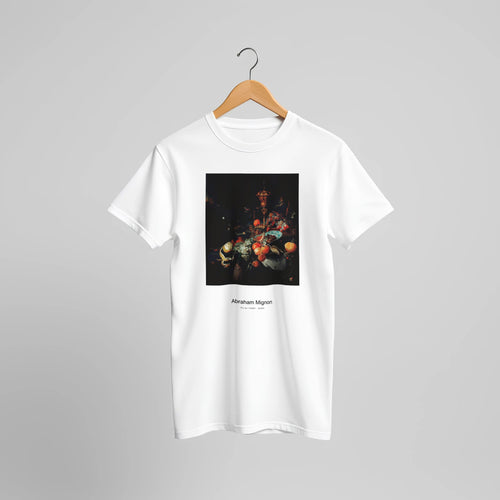 Fruits (1660 - 1679) by Abraham Mignon. Custom Print on a 100% Airlume Combed and Ring-Spun Cotton Unisex Crewneck T-shirt Original Aspect Ratio