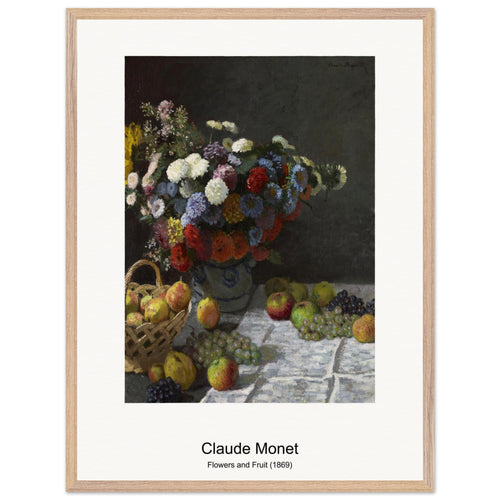 Flowers and Fruit (1869) by Claude Monet. Archival Print on Museum Quality Matte Paper. Premium Wood Framed Wall Art. Optimised Aspect Ratio.