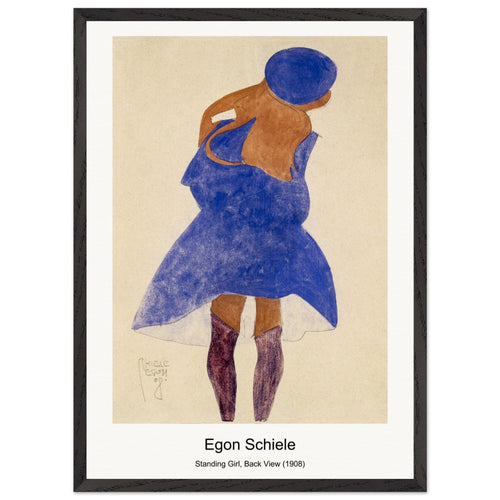 Standing Girl, Back View (1908) by Egon Schiele. Archival Print on Museum Quality Matte Paper. Premium Wood Framed Wall Art. Optimised Aspect Ratio.