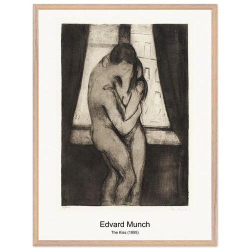 The Kiss (1895) by Edvard Munch. Archival Print on Museum Quality Matte Paper. Premium Wood Framed Wall Art. Optimised Aspect Ratio.