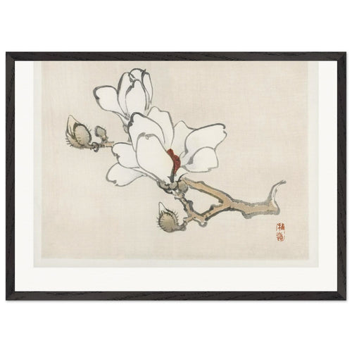 Magnolia (1913) by Kōno Bairei. Archival Print on Museum Quality Matte Paper. Premium Wood Framed Wall Art. Original Aspect Ratio