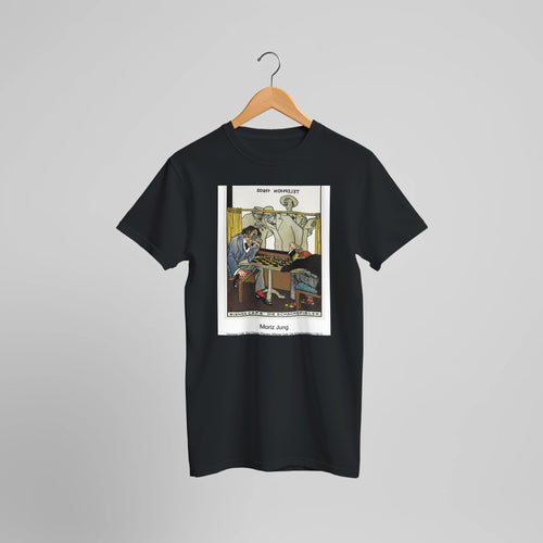 Viennese Café: Carambole (Wiener Café: Carabol) (1911) by Moriz Jung. Custom Print on a 100% Airlume Combed and Ring-Spun Cotton Unisex Crewneck T-shirt Optimised Aspect Ratio.
