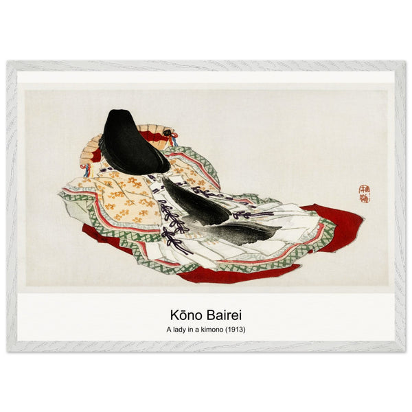 A lady in a kimono (1913) by Kōno Bairei. Archival Print on Museum Quality Matte Paper. Premium Wood Framed Wall Art. Optimised Aspect Ratio.