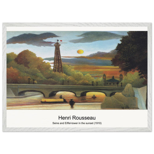 Seine and Eiffel-tower in the sunset (1910) by Henri Rousseau. Archival Print on Museum Quality Matte Paper. Premium Wood Framed Wall Art. Optimised Aspect Ratio.