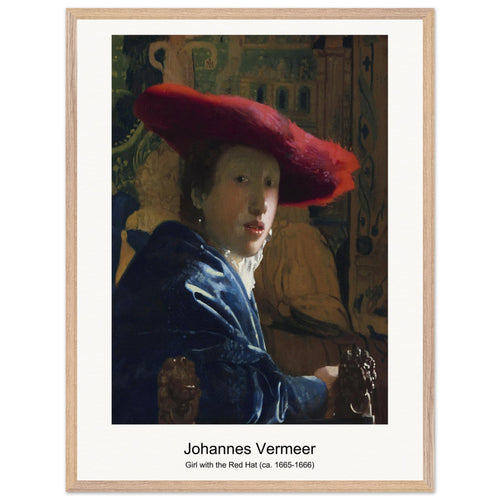Girl with the Red Hat (ca. 1665-1666) by Johannes Vermeer. Archival Print on Museum Quality Matte Paper. Premium Wood Framed Wall Art. Optimised Aspect Ratio.