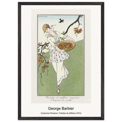 Costumes Parisiens: Toilettes de taffetas (1914) by George Barbier. Archival Print on Museum Quality Matte Paper. Premium Wood Framed Wall Art. Original Aspect Ratio