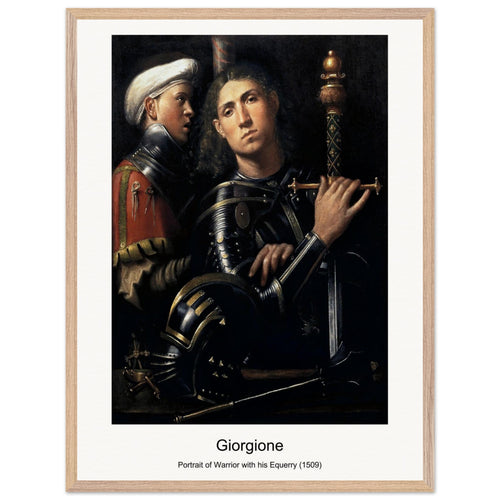 Portrait of Warrior with his Equerry (1509) by Giorgione. Archival Print on Museum Quality Matte Paper. Premium Wood Framed Wall Art. Optimised Aspect Ratio.