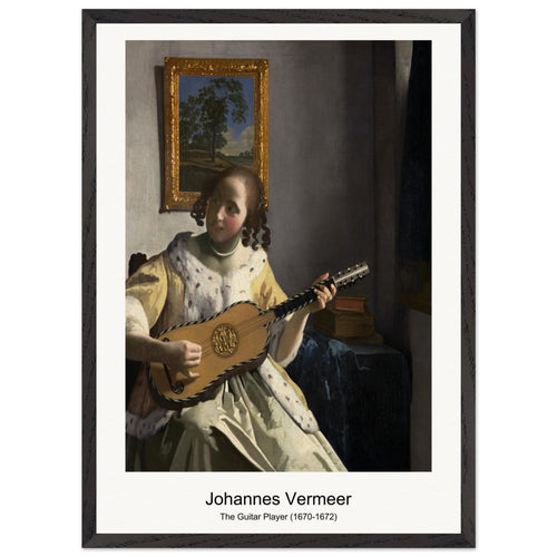 The Guitar Player (1670-1672) by Johannes Vermeer. Archival Print on Museum Quality Matte Paper. Premium Wood Framed Wall Art. Optimised Aspect Ratio.