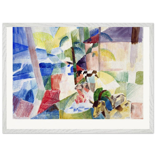 Landscape with children and goats (1913) by August Macke. Archival Print on Museum Quality Matte Paper. Premium Wood Framed Wall Art. Original Aspect Ratio