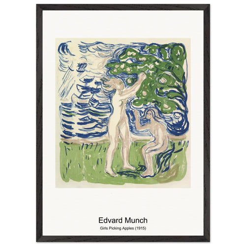 Girls Picking Apples (1915) by Edvard Munch. Archival Print on Museum Quality Matte Paper. Premium Wood Framed Wall Art. Original Aspect Ratio