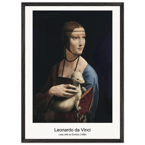 Lady with an Ermine (1490) by Leonardo da Vinci. Archival Print on Museum Quality Matte Paper. Premium Wood Framed Wall Art. Optimised Aspect Ratio.