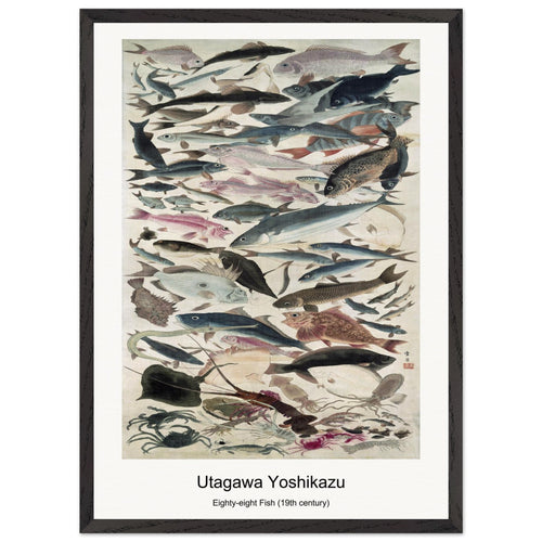 Eighty-eight Fish (19th century) by Utagawa Yoshikazu. Archival Print on Museum Quality Matte Paper. Premium Wood Framed Wall Art. Optimised Aspect Ratio.