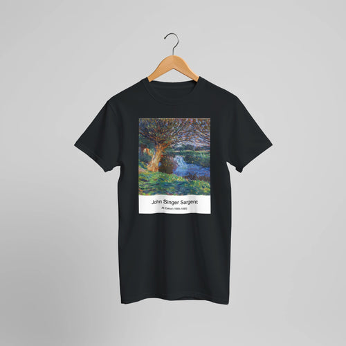 At Calcot (1885-1890) by John Singer Sargent. Custom Print on a 100% Airlume Combed and Ring-Spun Cotton Unisex Crewneck T-shirt Optimised Aspect Ratio.