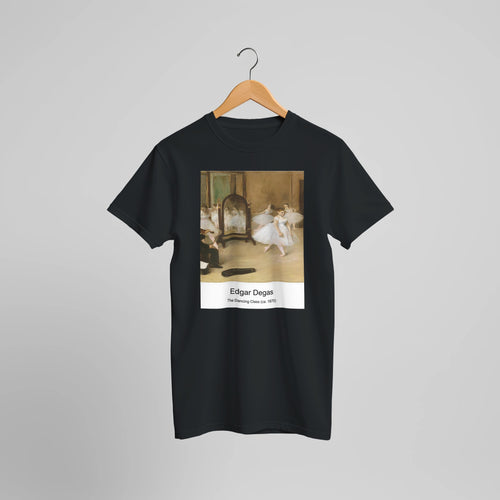 The Dancing Class (ca. 1870) by Edgar Degas. Custom Print on a 100% Airlume Combed and Ring-Spun Cotton Unisex Crewneck T-shirt Optimised Aspect Ratio.