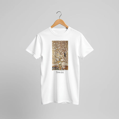 L'Arbre de Vie (1905-1909) by Gustav Klimt. Custom Print on a 100% Airlume Combed and Ring-Spun Cotton Unisex Crewneck T-shirt Original Aspect Ratio