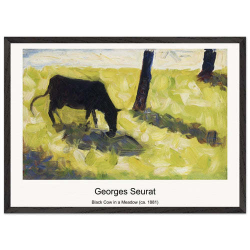 Black Cow in a Meadow (ca. 1881) by Georges Seurat. Archival Print on Museum Quality Matte Paper. Premium Wood Framed Wall Art. Original Aspect Ratio
