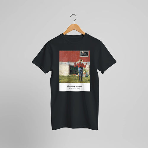 Eagle Head, Manchester, Massachusetts (High Tide) (1870) by Winslow Homer. Custom Print on a 100% Airlume Combed and Ring-Spun Cotton Unisex Crewneck T-shirt Optimised Aspect Ratio.