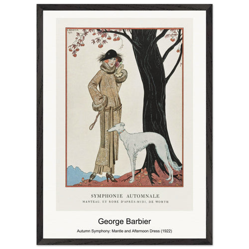 Autumn Symphony: Mantle and Afternoon Dress (1922) by George Barbier. Archival Print on Museum Quality Matte Paper. Premium Wood Framed Wall Art. Optimised Aspect Ratio.